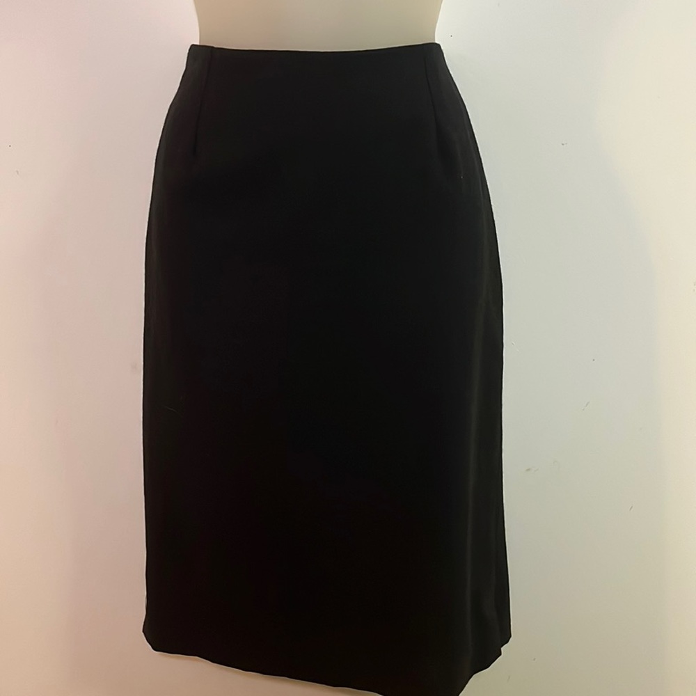 New Frontier Pencil Skirt Women's Size 6 Black Wool Blend Fully Lined